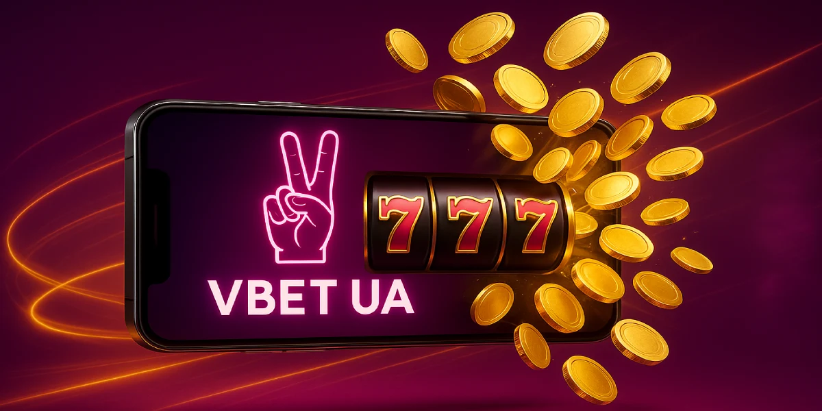 Vbet UA mobile casino neon showcase